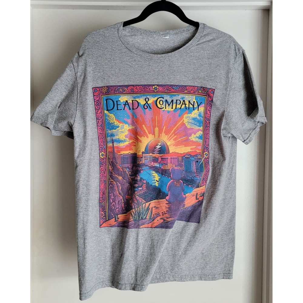 Dead & Company T-Shirt Grey Graphic Crew Neck Short Sleeve Retro Band Tee